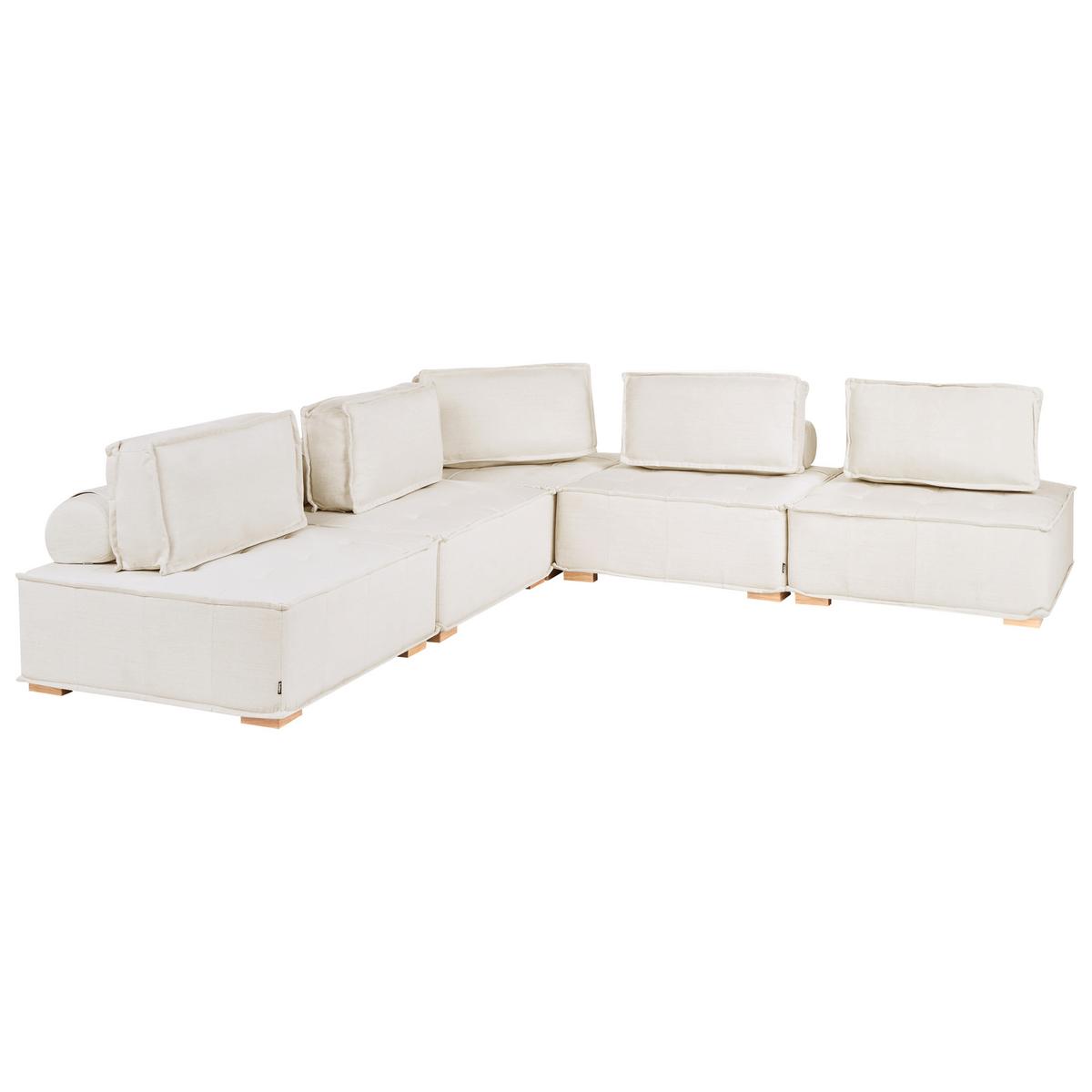 ECKSOFA Modul 5-Sitzer Stoff Cremeweiß rechtsseitig Tibro - Creme, Textil (300/300cm) - Beliani