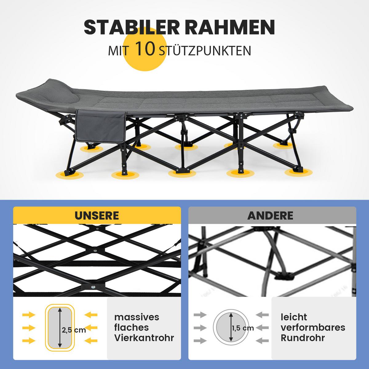 CAMPINGLIEGE Klappbare Grau - Grau, Metall - COSTWAY