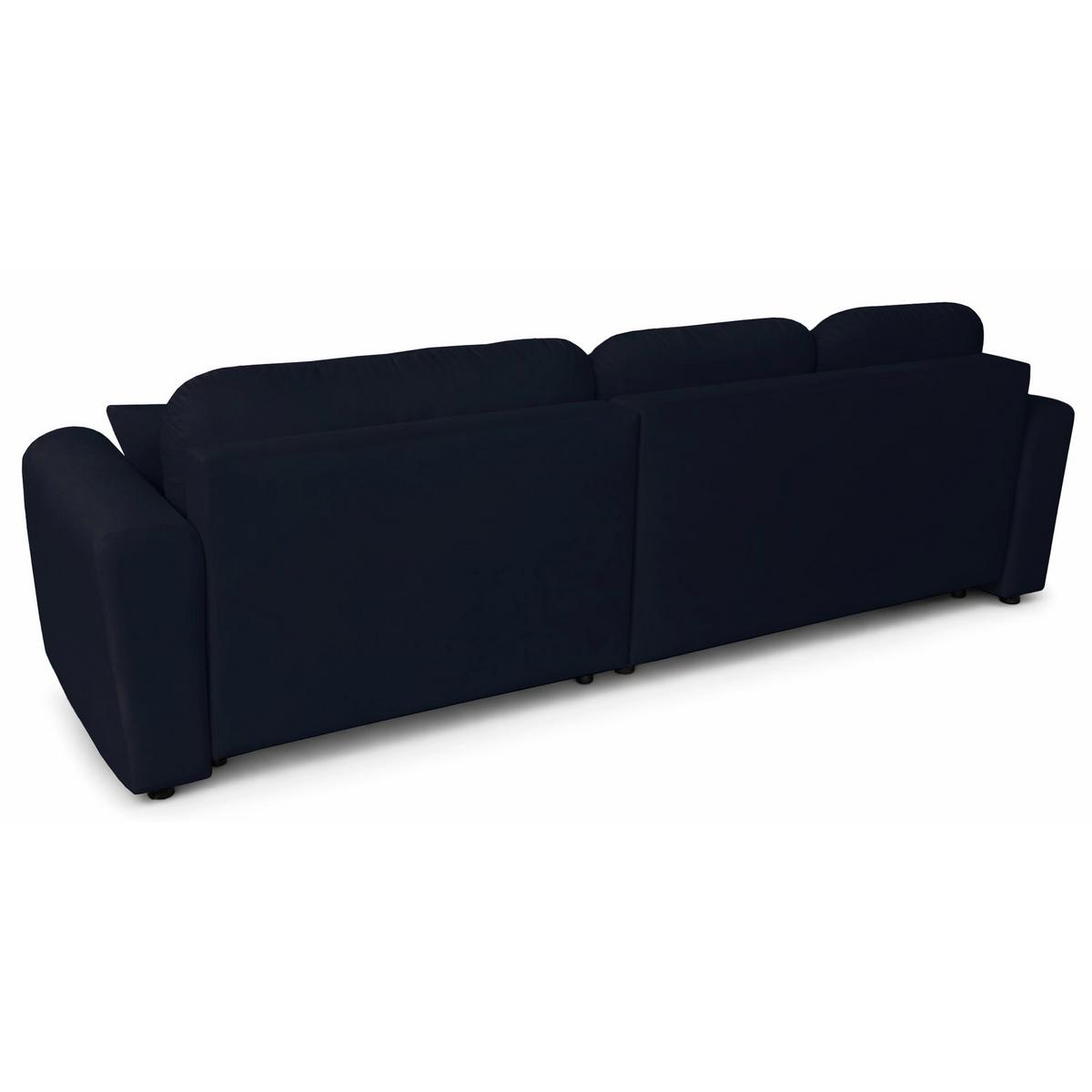 ECKSCHLAFSOFA Olido MARINEBLAUER VELOURS - Schwarz/Dunkelblau, Kunststoff/Textil (279/150cm) - Selsey