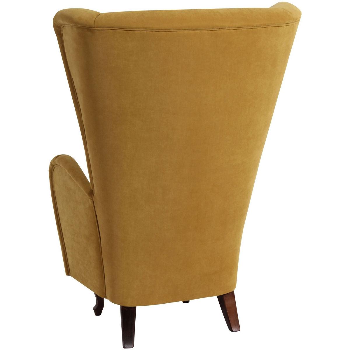 HOCHLEHNSESSEL Kailey Bezug Velourstoff Buche nussbaum dunkel / mais - Gelb, Kunststoff (96/122/89cm) - 58aufmkessel