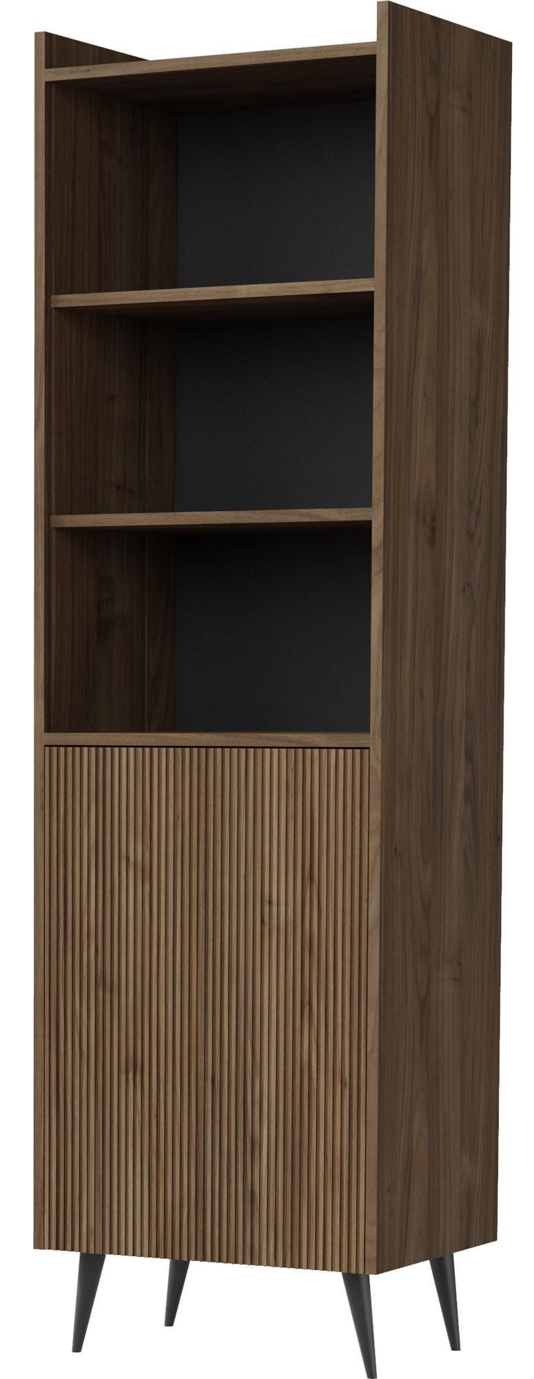 REGAL Arysa in Braun Walnuss Holzoptik 52/182/41 cm - Walnussfarben/Schwarz, Holzwerkstoff/Metall (52/180/41cm) - WFL GROUP