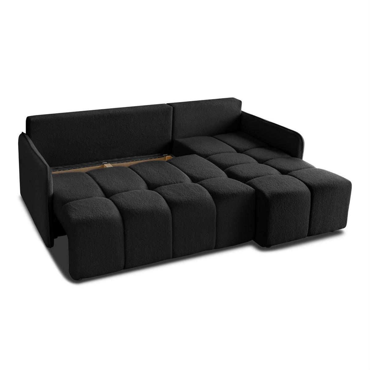 AUSZIEHBARES Ecksofa GAMMA mit Schlaffunktion Quelle 100 - Schwarz, Textil (217/145cm) - Lookway