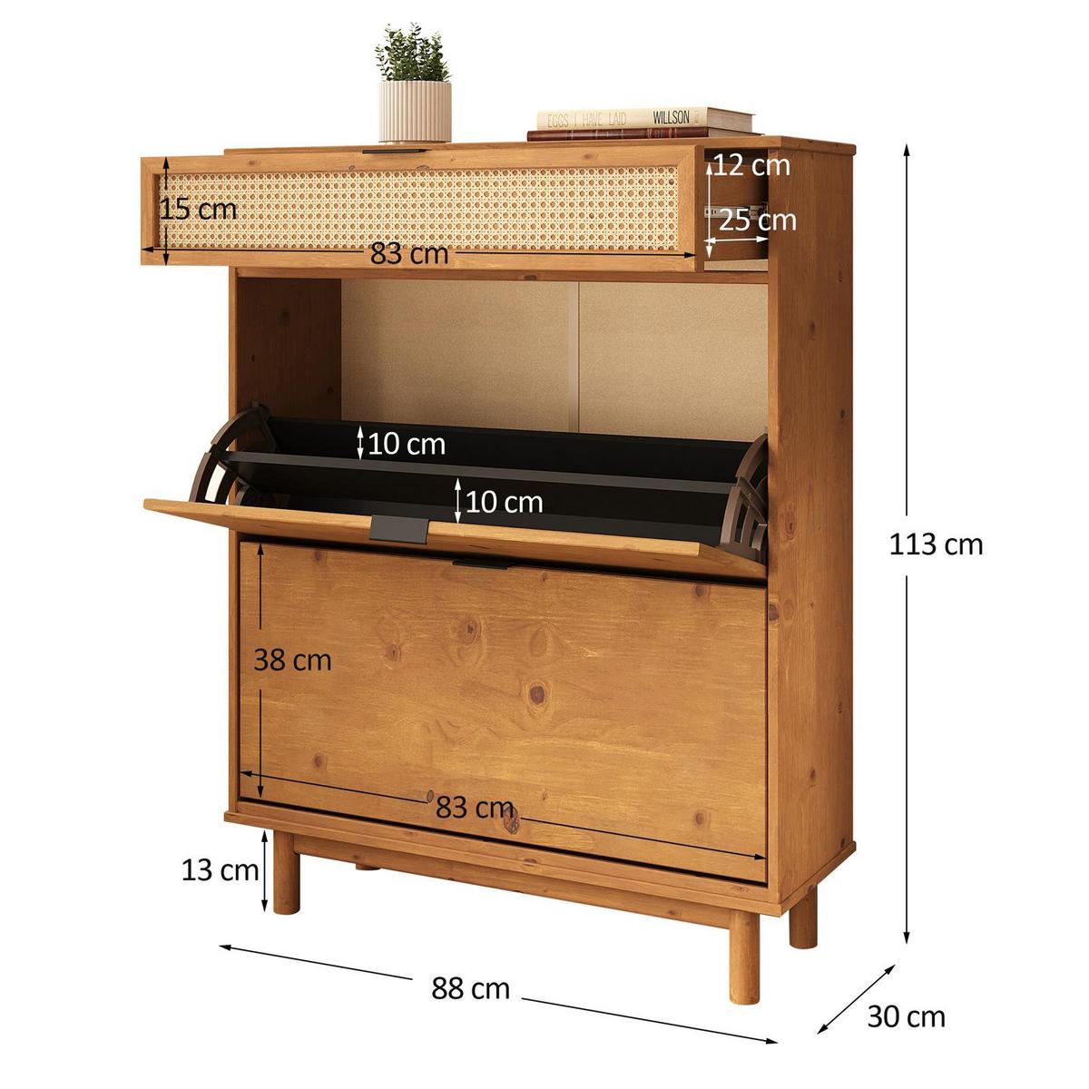 SCHUHKIPPER JONTE Eiche - Eichefarben, Holz (88/113/30cm) - IDIMEX