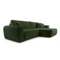 ECKSOFA VIVA Grün Kordstoff mit Schlaffunktion - Grün, Holz (297/169cm) - MASSENO