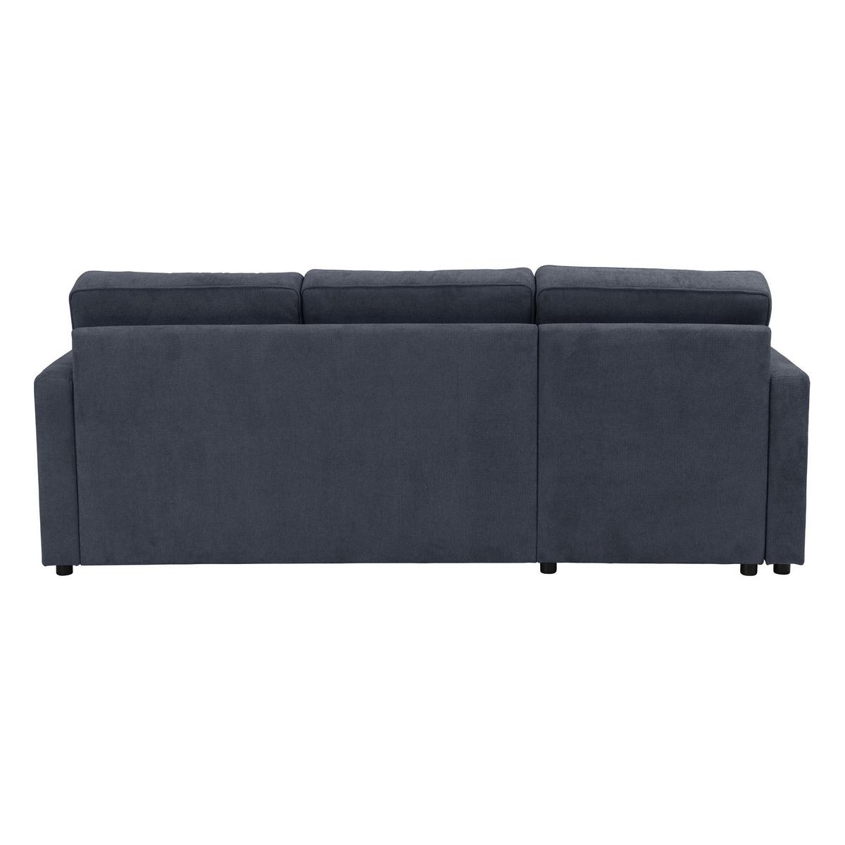 ECKSOFA mit Auszugsbett Kaysa Flachgewebe dunkelblau - Dunkelblau, Kunststoff (160/229cm) - 58aufmkessel