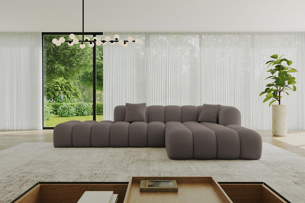 ECKSOFA Ottomane Rechts OLEA-L2 - 289x176x71 cm Braun - Dunkelbraun/Schwarz, Holzwerkstoff/Kunststoff (289/176cm)