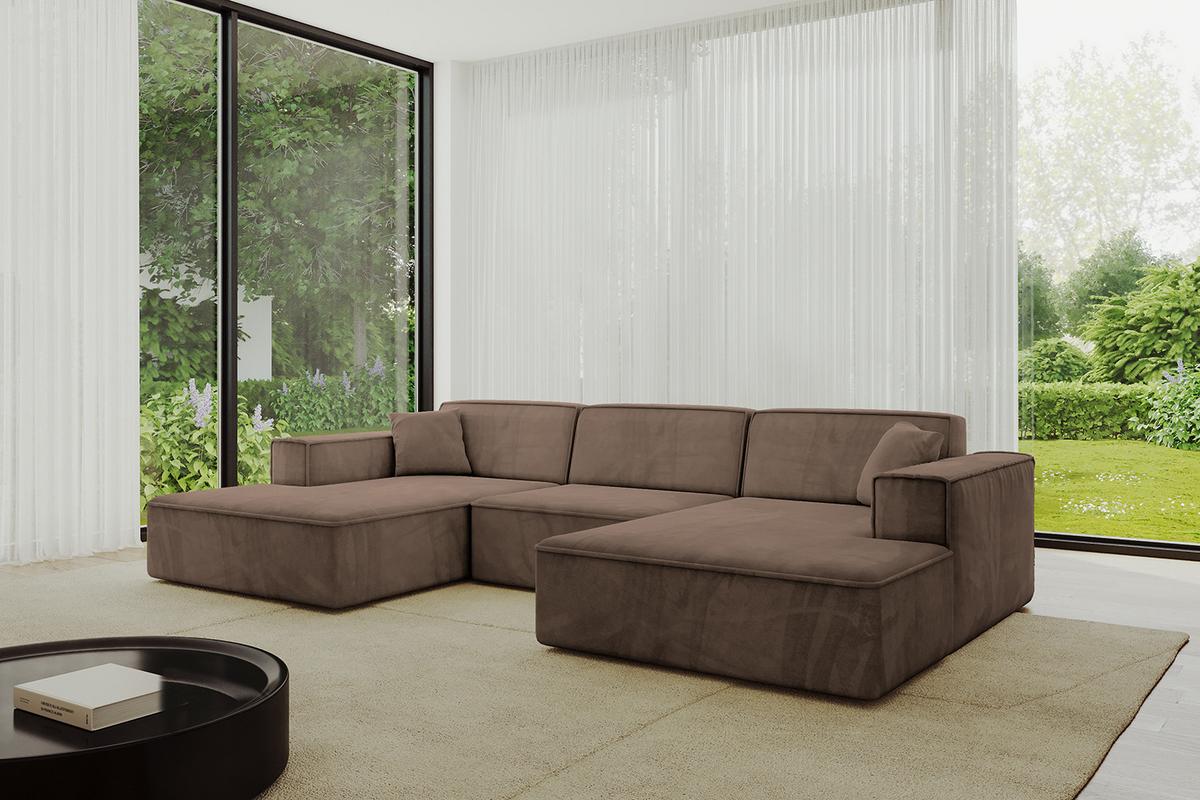 WOHNLANDSCHAFT IREA-U1-v4 - 301x165x77 cm Braun - Braun, Holzwerkstoff/Textil (301/77/165cm) - ALTDECOR
