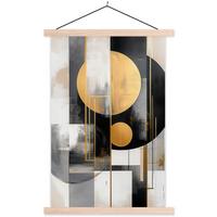 POSTER MIT MAGNETLEISTEN Abstrakt - Gold - Silber - Formen - Ästhetisch - Modern Wandbild Schlafzimmer 60x90 cm - Goldfarben, Textil (60/90/0.15cm) - MuchoWow