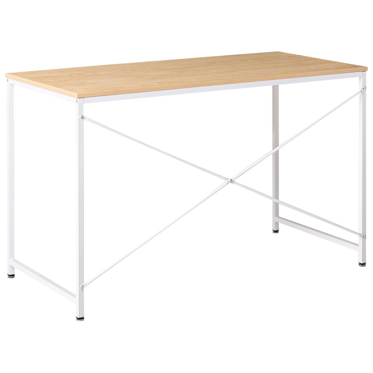 SCHREIBTISCH Hellbraun/Weiß 120/60 cm Andaste - Hellbraun, Metall (60/120/75cm) - Beliani