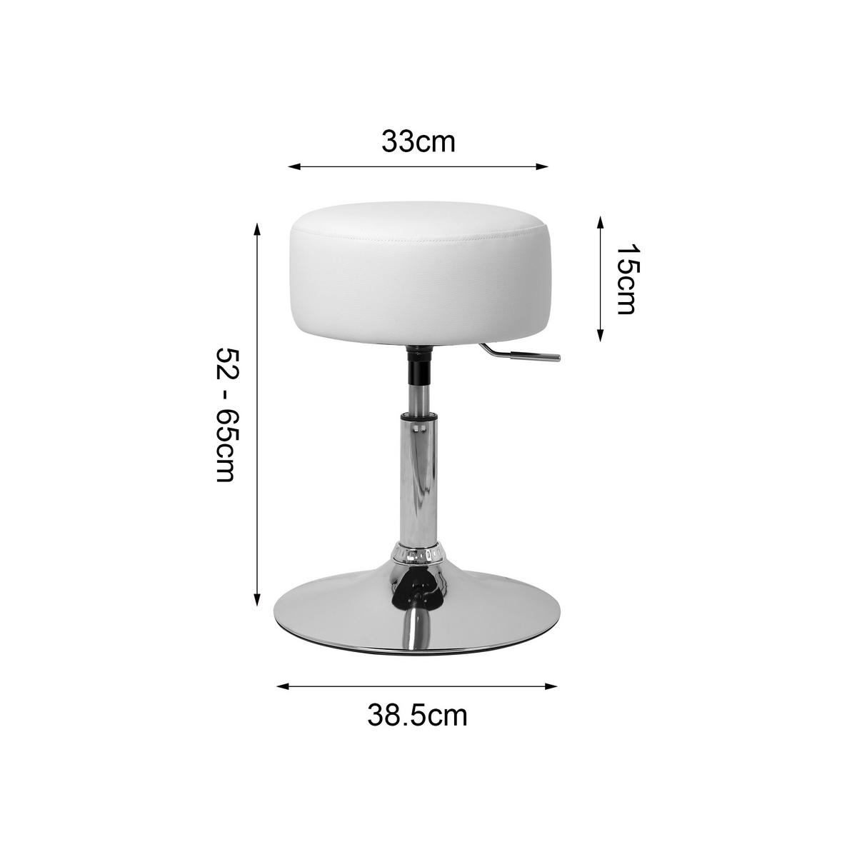 SCHMINKHOCKER 2er Set Ø 33 cm Weiß aus Kunstleder - Silberfarben/Weiß, Metall (33/65/38.5cm) - ML-DESIGN