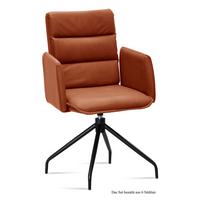 ARMLEHNSTUHL drehbar (6er-Set) Donica 52x92x60 Schwarz/Cognac - Cognac/Schwarz, Kunststoff (60/92/52cm) - 58aufmkessel