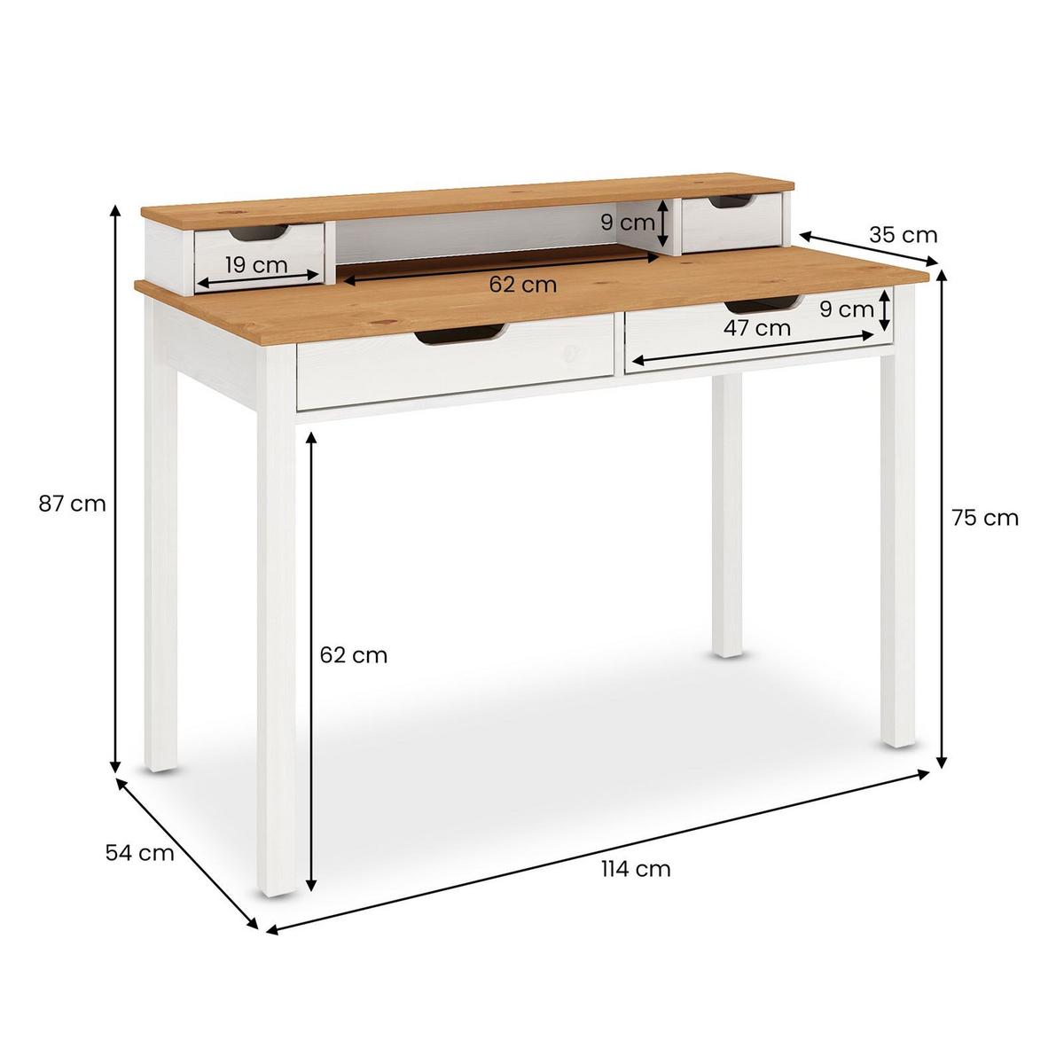 SCHREIBTISCH RAUL Eiche/weiß - Eichefarben/Weiß, Holz (54/114/87cm) - IDIMEX