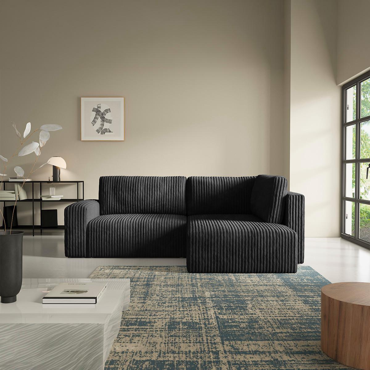ECKSOFA Angela 4 Sitzplätze Schwarz - Schwarz, Holz (245/182cm) - Petits-meubles