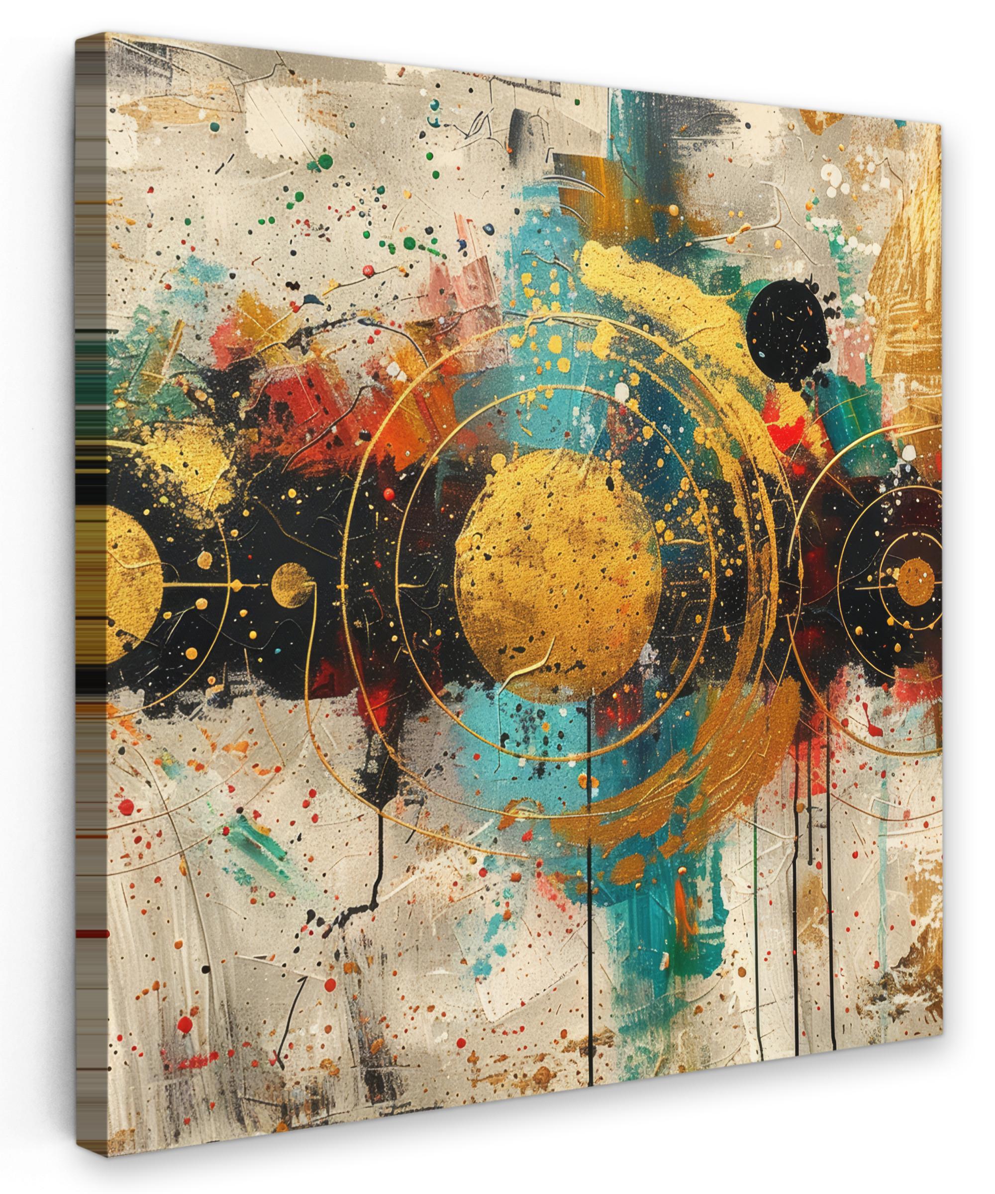LEINWANDBILD Abstrakt - Kunst - Gold - Modern Wandbild Wohnzimmer 50x50 cm - Multicolor, Textil (50/50cm) - MuchoWow