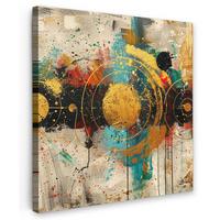 LEINWANDBILD Abstrakt - Kunst - Gold - Modern Deko Wohnzimmer 20x20 cm - Multicolor, Textil (20/20cm) - MuchoWow