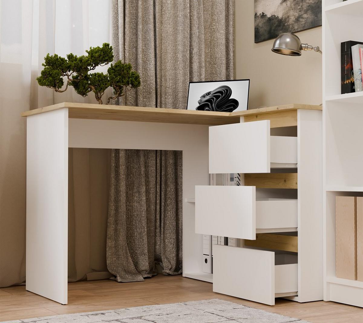 SCHREIBTISCH Weiß, Artisan Eiche 120/75/49 - Weiß/Eiche Artisan, Holzwerkstoff (90/50/75cm) - RAUMHIRSCH FURNITURE