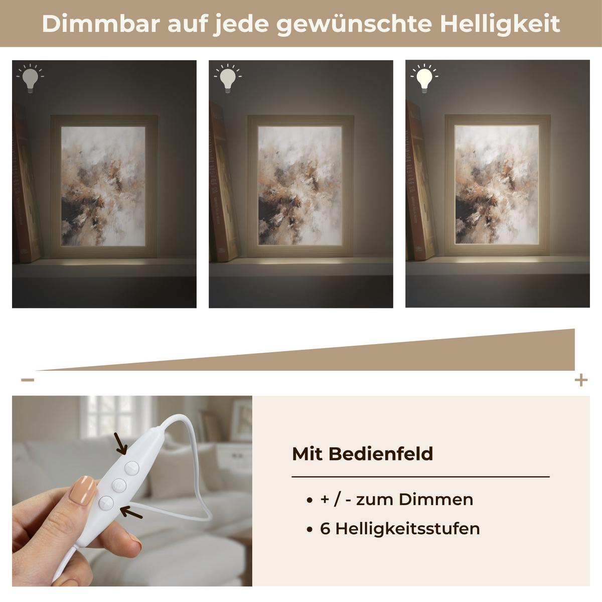 TISCHLEUCHTE Farbe - Abstrakt - Beige - Kunst 15x20 cm - Apfelbaumfarben, Holzwerkstoff (8/15/20cm) - OnlyWow
