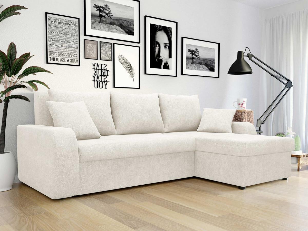 ECKSOFA Kris Lux - Champagner/Schwarz, Holz/Kunststoff (238/147cm) - MIRJAN24