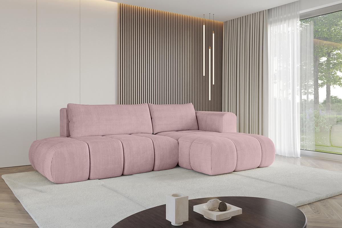 ECKSOFA Ottomane Rechts CLOUD-L 280x185x90 Rosa Cord - Rosa, Holzwerkstoff/Kunststoff (185/280cm) - ALTDECOR
