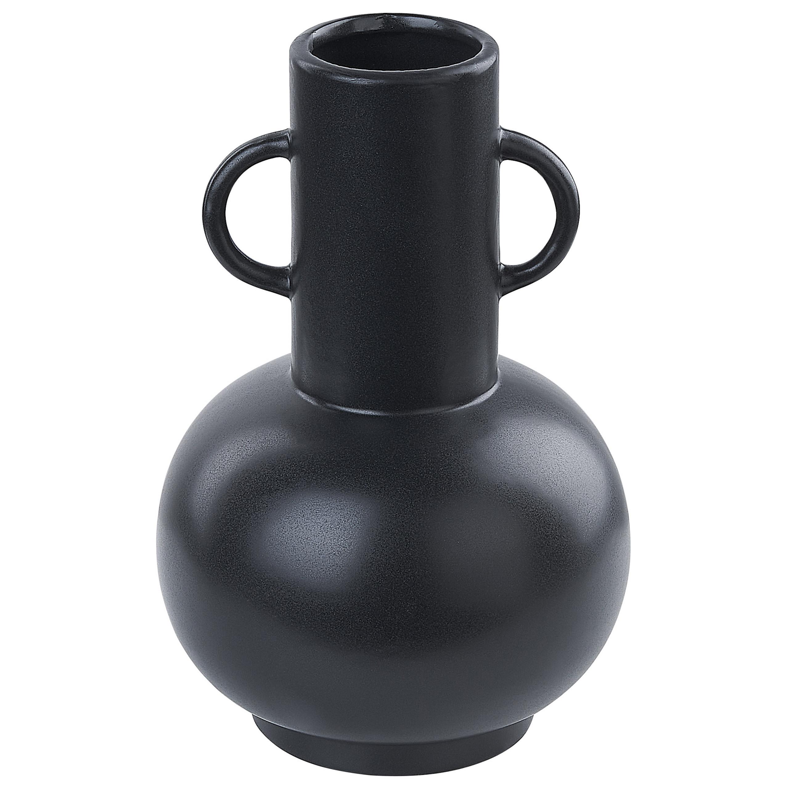 BLUMENVASE Porzellan schwarz Perea - Schwarz, Keramik (26cm) - Beliani