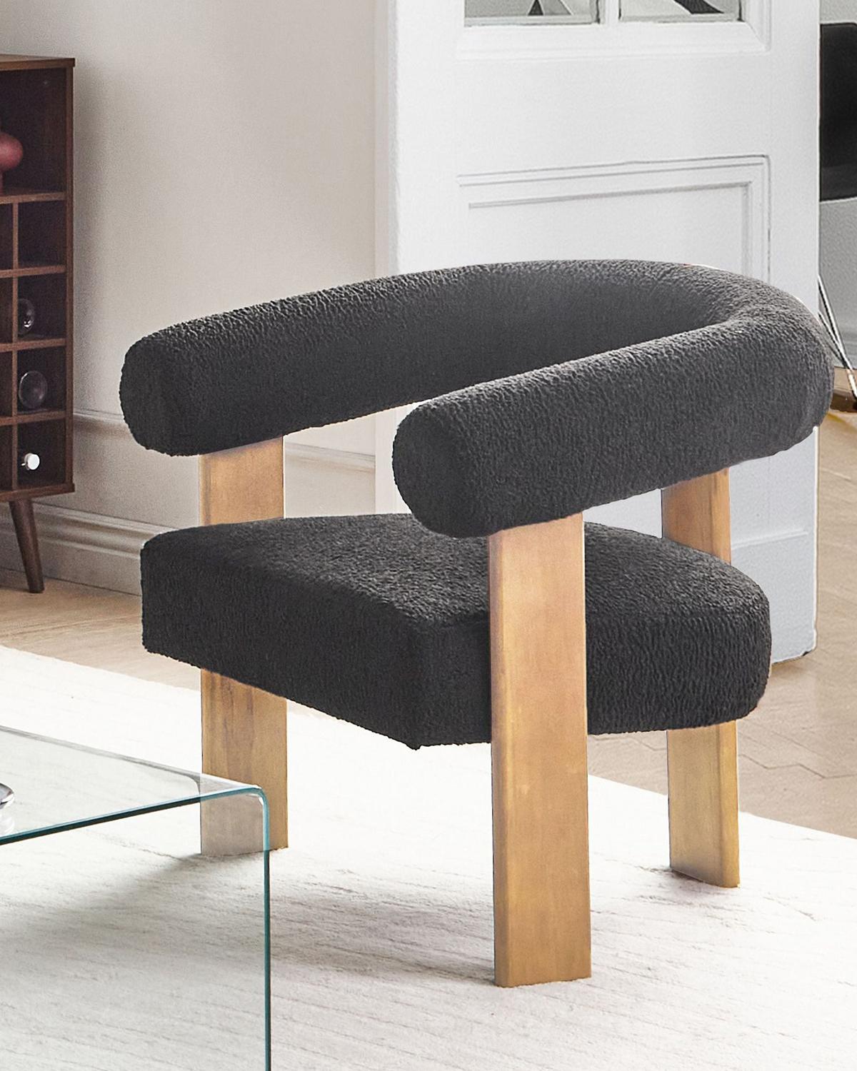 SESSEL Bouclé Schwarz/Hellbraun Ilbro - Schwarz, Textil (77/76/68cm) - Beliani