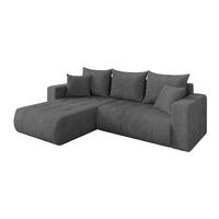 ECKSOFA mit Schlaffunktion Ottomane Links MILA-L 277x194x86 Dunkelgrau Cord - Dunkelgrau/Schwarz, Holzwerkstoff/Kunststoff (277/194cm) - ALTDECOR
