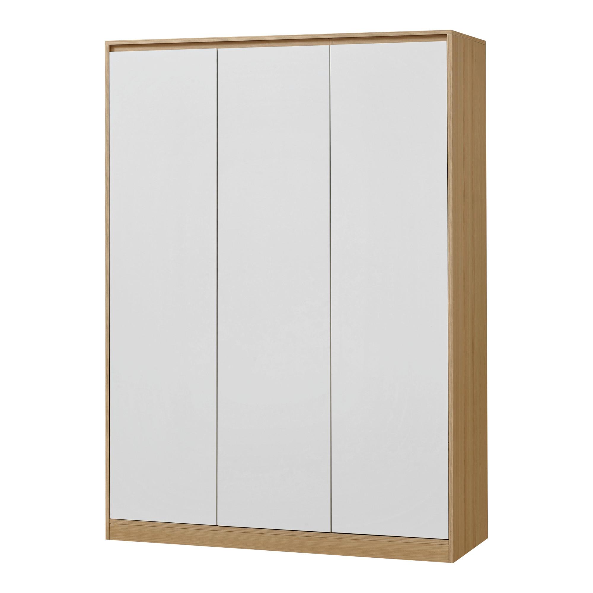 KLEIDERSCHRANK Bastheim - Eichefarben/Weiß, Holzwerkstoff (120/176/52cm) - [en.casa]