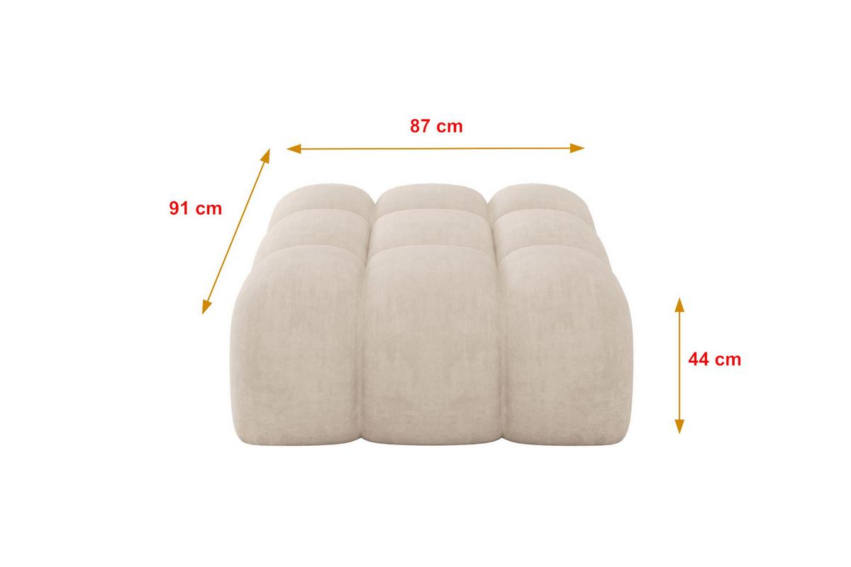 POUF OLEA-PUF 91x87x44 cm Beige Velours Modular Sitzhocker - Schwarz/Sahara, Holzwerkstoff/Kunststoff (91/44/87cm) - ALTDECOR