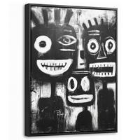 LEINWAND Bilder mit Rahmen - Malerei - Figuren - Schwarz - Abstrakt - 30x40 - Schwarz, Textil (30/40cm) - MuchoWow