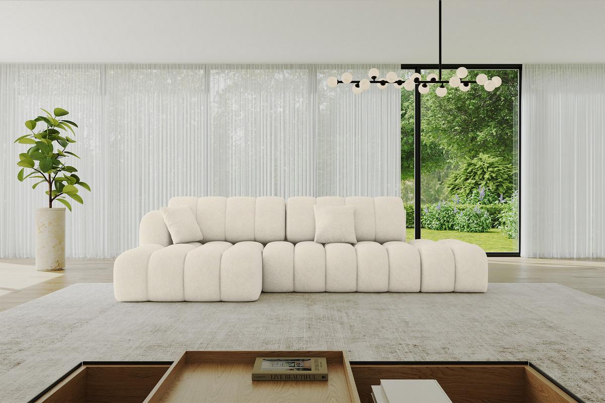 ECKSOFA mit Schlaffunktion Ottomane Links OLEA-L2 321x164x75 Creme Tissu - Creme/Schwarz, Holzwerkstoff/Kunststoff (321/164cm) - ALTDECOR