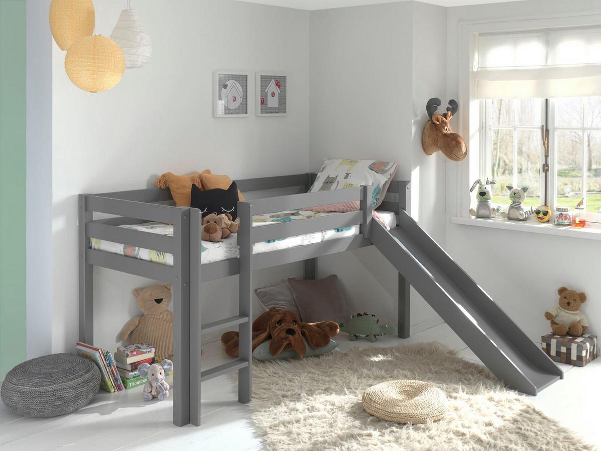HOCHBETT mit Rutsche Karolina 210x114x218 aus Massivholz in grau - Grau, Holz (90/200cm) - 58aufmkessel