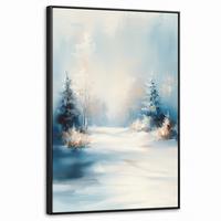 LEINWAND Bilder mit Rahmen - Wald – Winter – Natur – Abstrakt – Schnee - 60x90 - Weiß, Textil (60/90cm) - MuchoWow