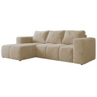 ECKSOFA MONIVA Creme Plüsch - Links - Creme/Schwarz, Kunststoff/Textil (164/266cm) - MKS
