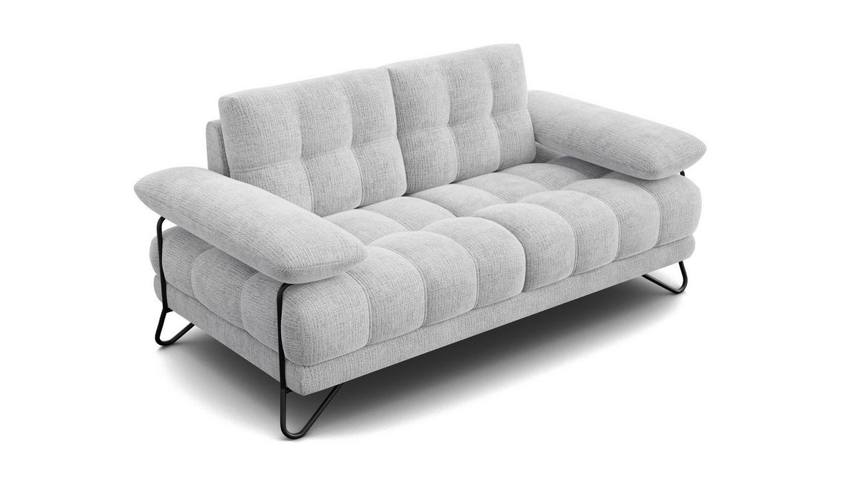 SOFA BUBBARA 2-Sitzer, hellgrau - Hellgrau/Schwarz, Holz/Textil (185/87/96cm) - Wozimo
