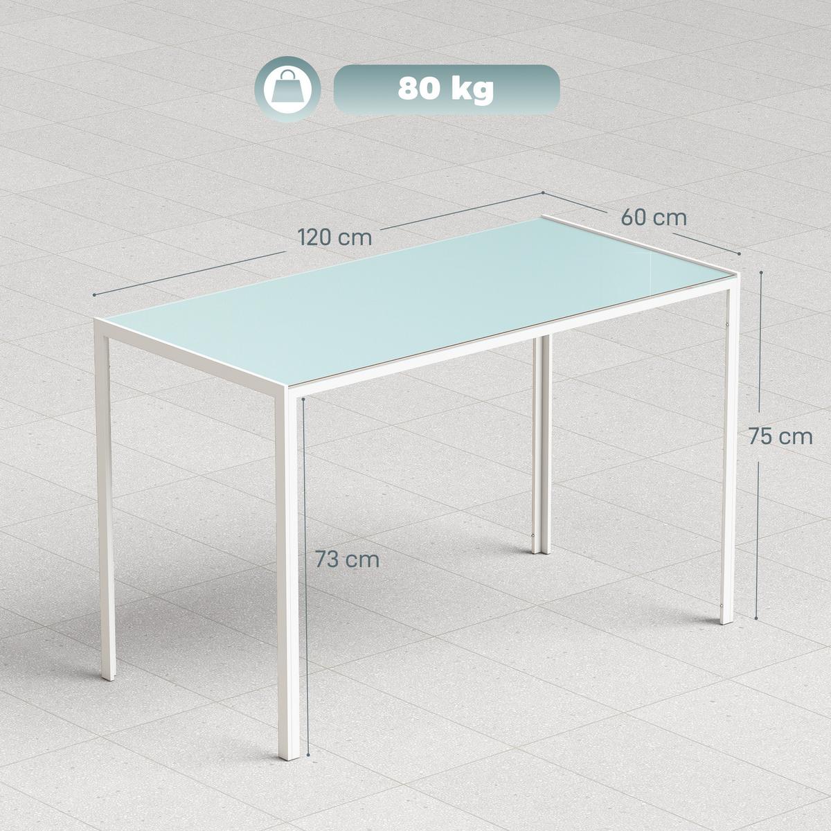 ESSTISCH Küchentisch für 4 Personen, Esszimmertisch für Küche Metall, Weiß - Weiß, Metall (120/60/75cm) - HOMCOM