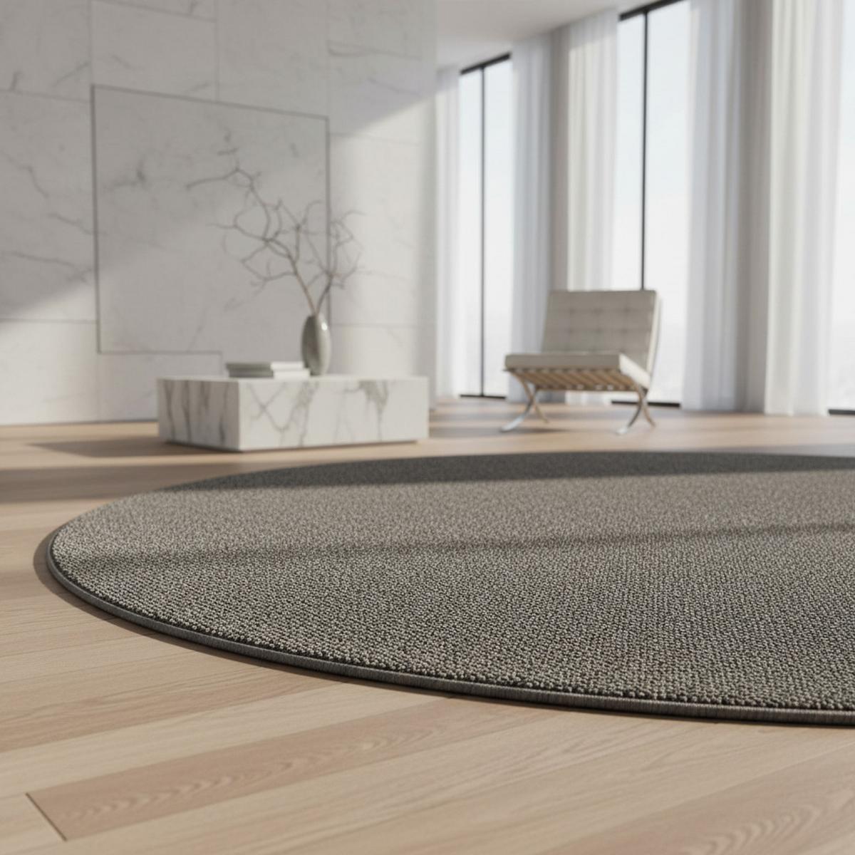 TEPPICH Flachgewebe CIMA in Grau, einfarbig, Ø 120 cm - Grau, Textil (120/120cm) - KADIMA DESIGN