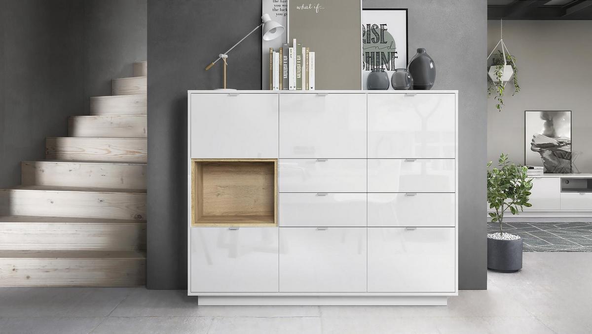 HIGHBOARD Metro Einsatz in Eiche Natur - Eichefarben, Holzwerkstoff (153/123/37cm) - Vladon
