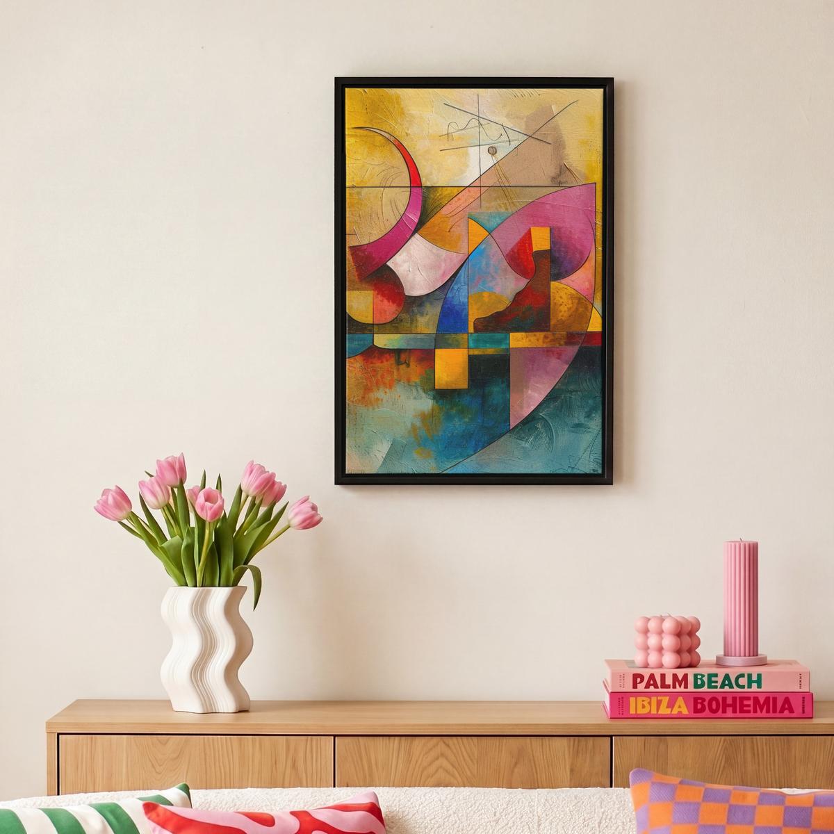 LEINWAND Bilder mit Rahmen - Kunst - Abstrakt - Modern - 20x30 - Gelb, Textil (20/30cm) - MuchoWow