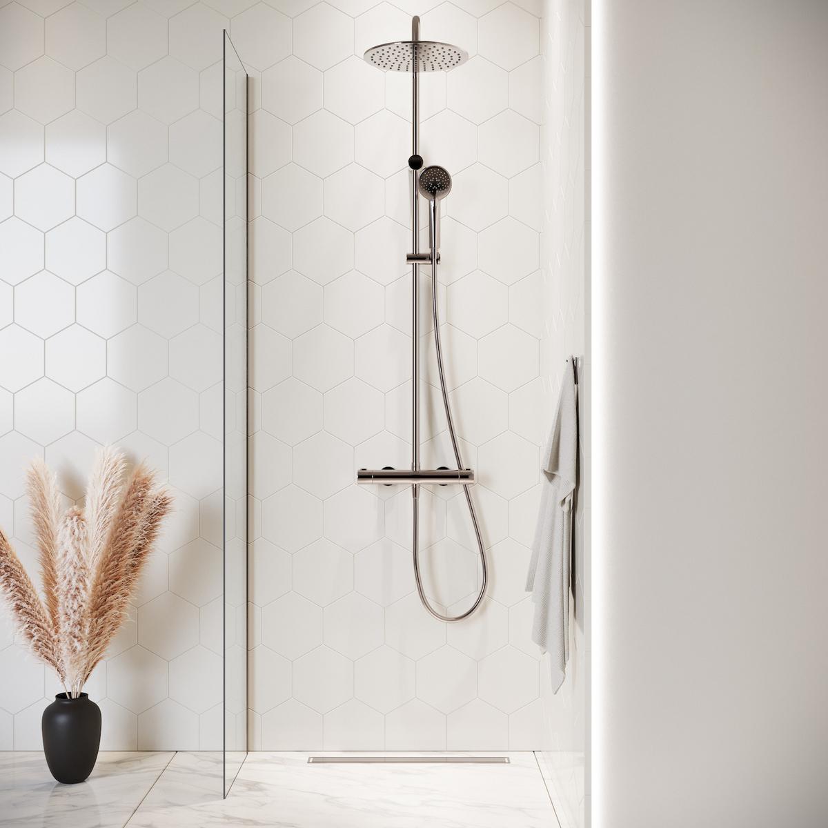 DUSCHWAND Florida - 40 x 200 cm - Chrom - Walk-In Duschabtrennung aus Sicherheitsglas - Chromfarben, Glas (40/200cm) - Badplaats