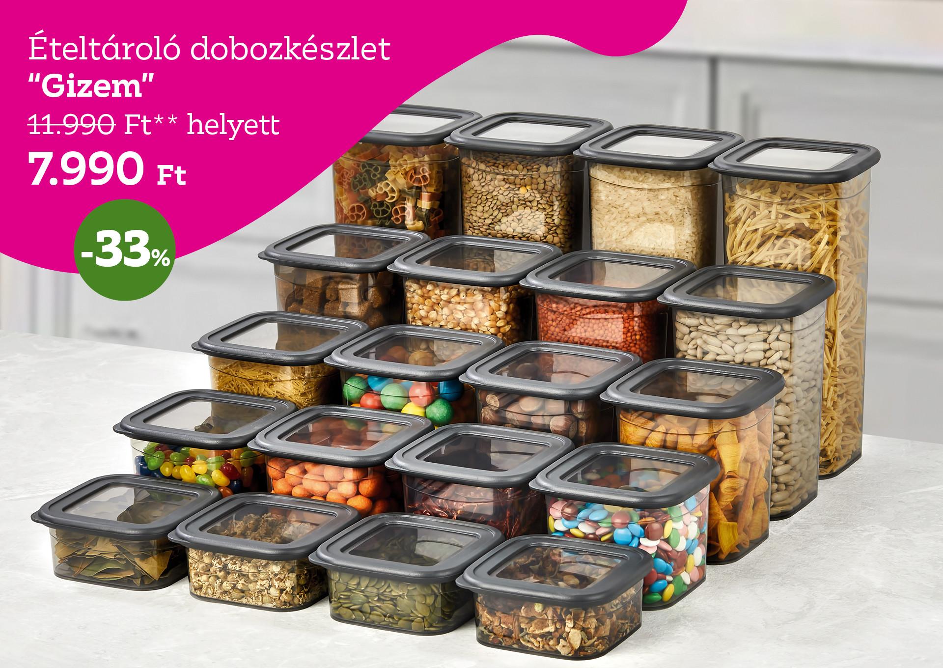 Ételtároló dobozkészlet GIZEM 11990 Forint helyett 7990 Forint, kedvezmény mértéke 33%