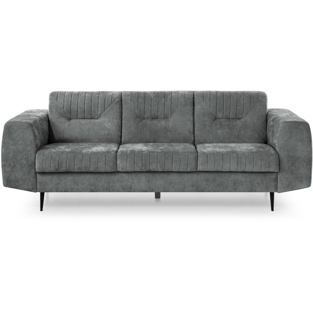 SOFA Venezia 3-Sitzer mit Metallbeinen, dunkelgrau, 233 cm - Dunkelgrau/Schwarz, Holzwerkstoff/Metall (223/85/94cm) - Beautysofa