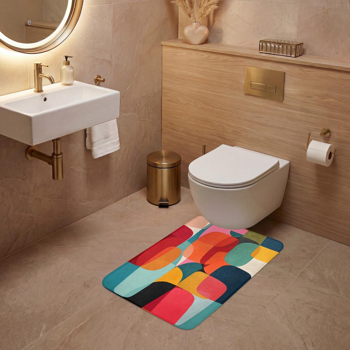 WC-VORLEGER Formen - Bunt - Abstrakt - Flugzeuge WC Teppich 50x80 cm - Multicolor, Textil (50/1cm) - OnlyWow