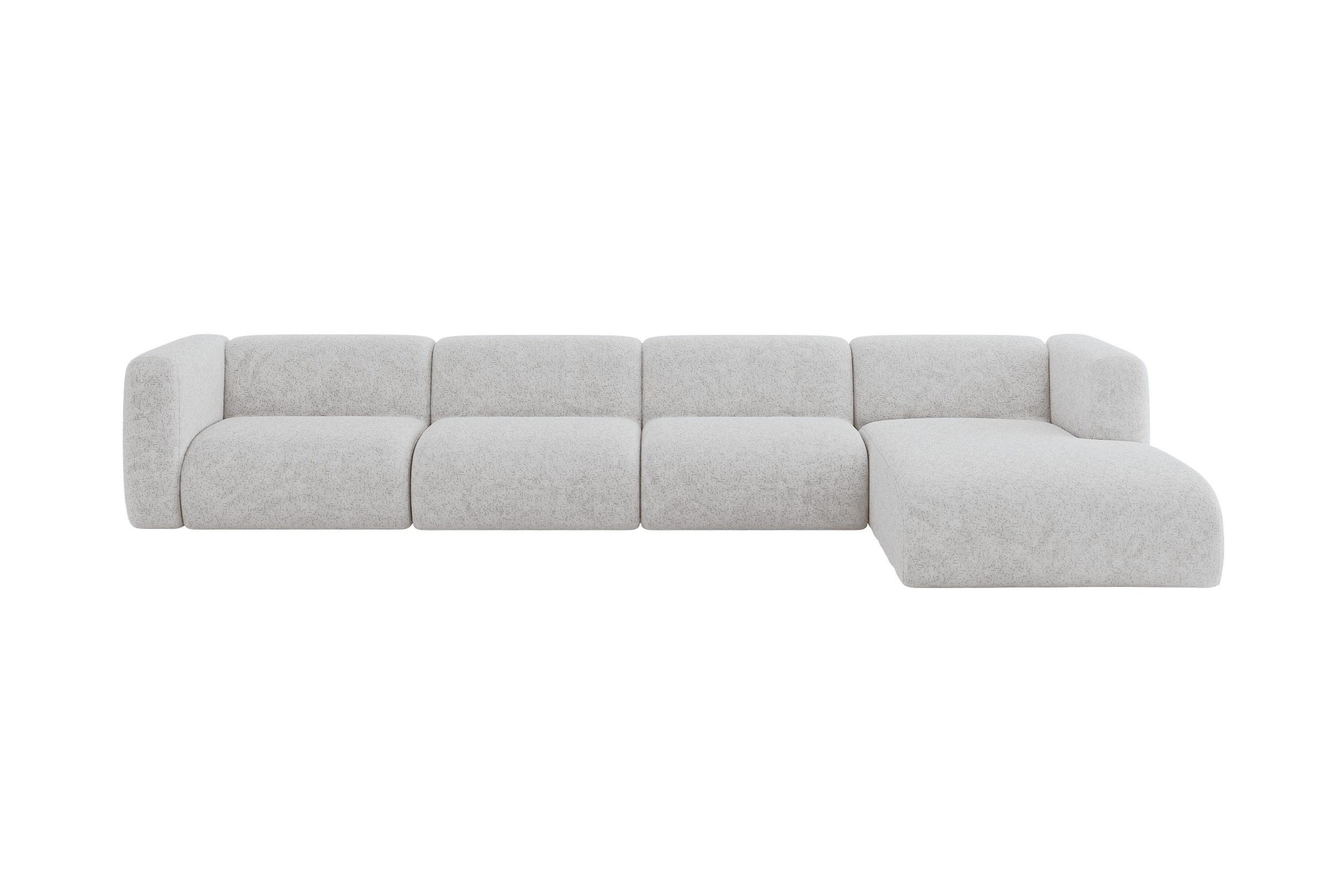 ECKSOFA Ottomane Rechts MIRA-L3 409x179x70 Grau Velours - Schwarz/Grau, Holzwerkstoff/Kunststoff (409/179cm) - ALTDECOR