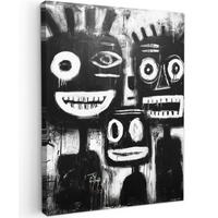 LEINWANDBILD Malerei - Figuren - Schwarz - Abstrakt Room Decor 30x40 cm - Schwarz, Textil (30/40cm) - MuchoWow