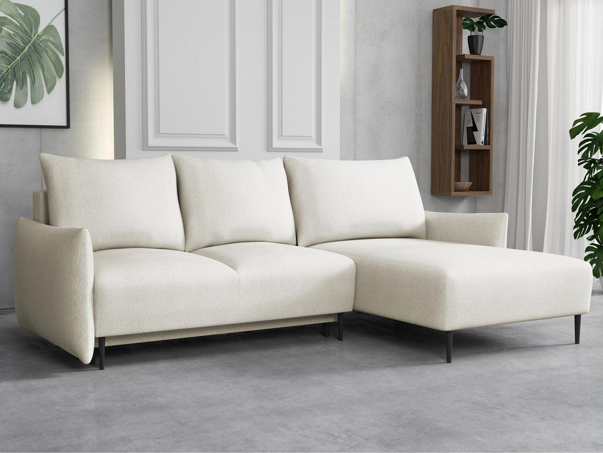 ECKSOFA Santi L - Creme/Schwarz, Holz/Textil (240/160cm) - MIRJAN24