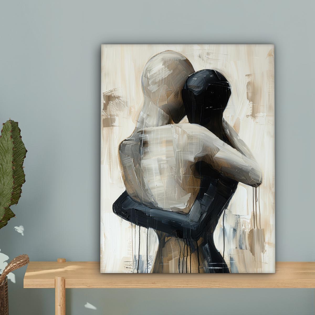 LEINWANDBILD Abstrakt - Liebe - Schwarz und weiß - Modern Room Decor 30x40 cm - Schwarz, Textil (30/40cm) - MuchoWow