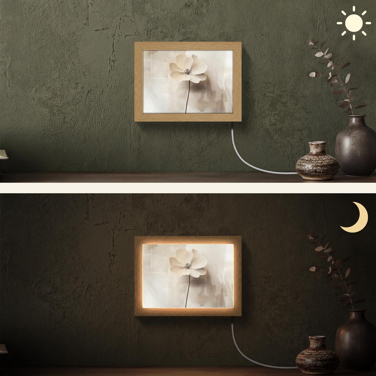 WANDLEUCHTE Blume - Beige - Farbe - Schatten 20x15 cm - Beige, Holzwerkstoff (20/15/8cm) - OnlyWow