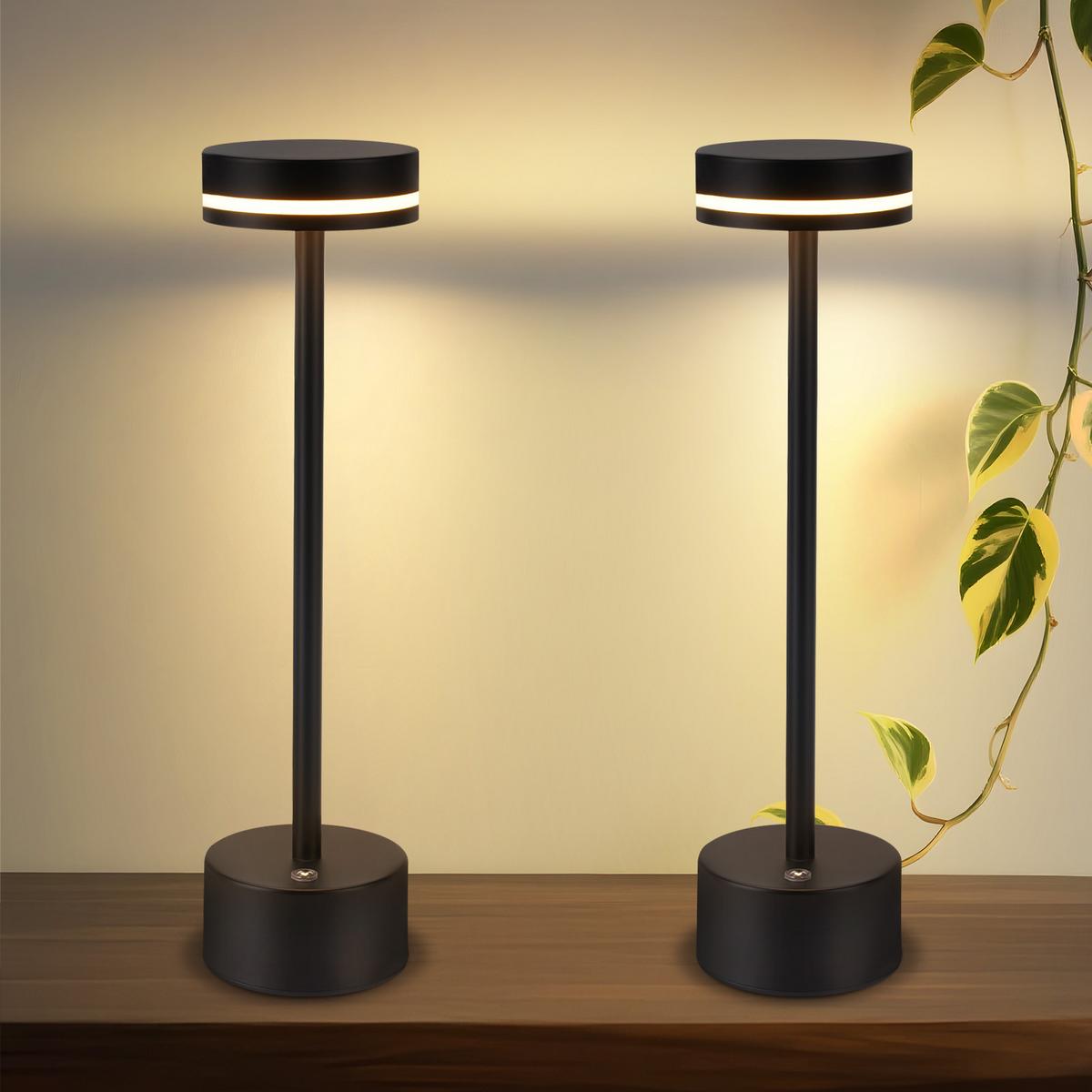 TISCHLEUCHTE Blinkhold 8/8/31.5 cm（2er-set） - Schwarz, Kunststoff/Metall (8/8/31.5cm) - ZMH