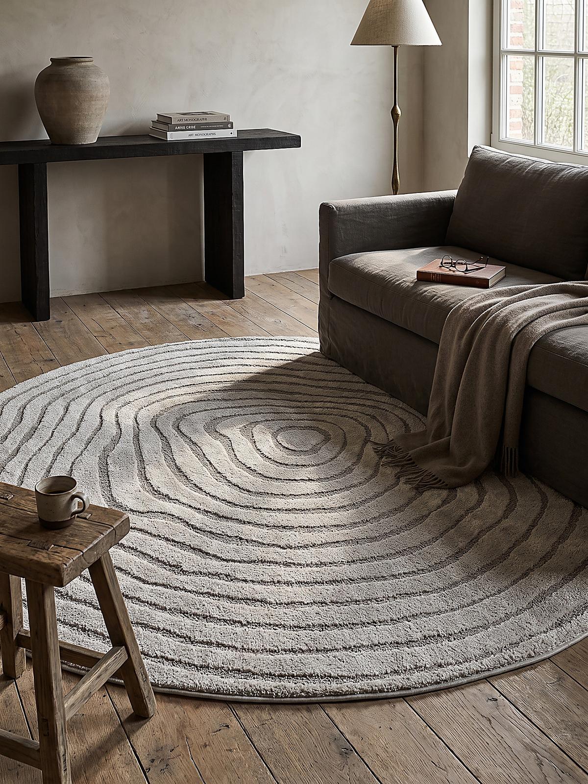 TEPPICH Kurzflor CETINA Gestreift Polypropylen-Polyester Grau 160 x 160 cm - Grau, Textil (160/160cm) - KADIMA DESIGN