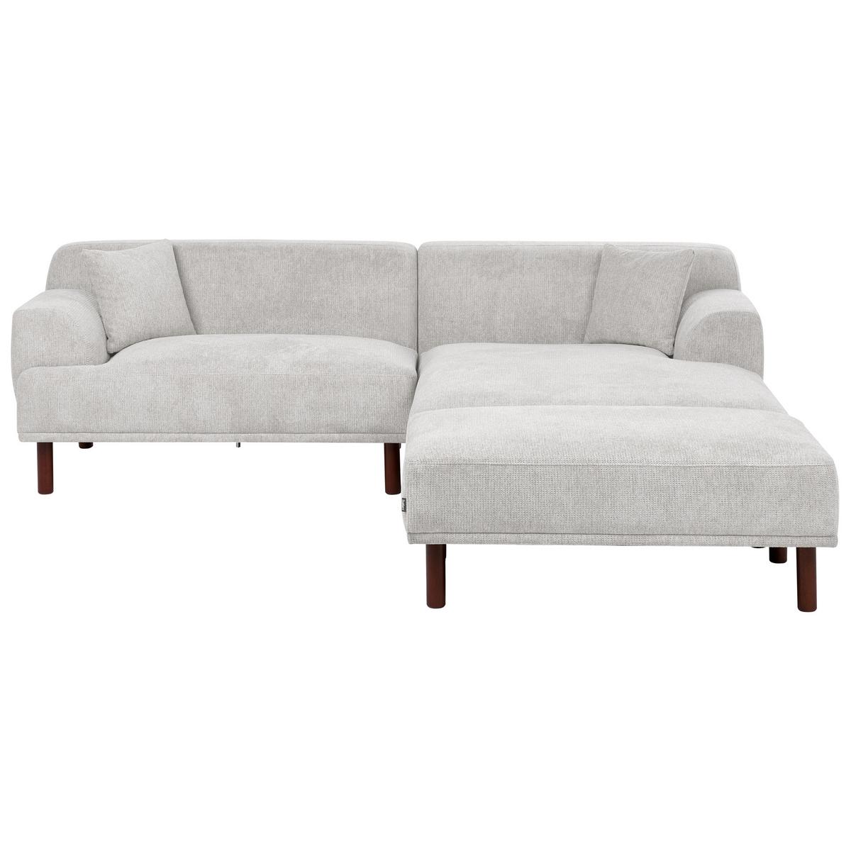 ECKSOFA 3-Sitzer Stoff Hellgrau mit Ottomane linksseitig Holt - Hellgrau, Textil (241/159cm) - Beliani